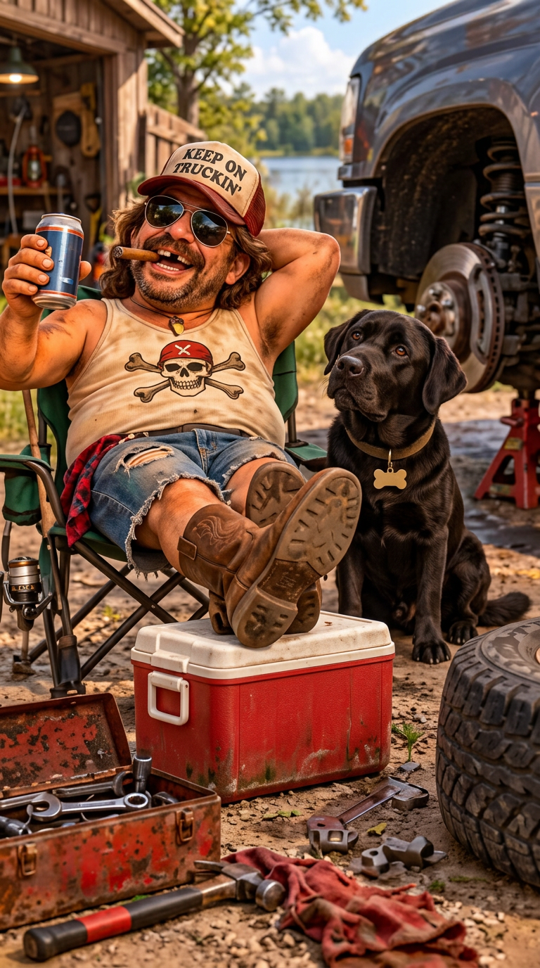 Bubba fixing his truck